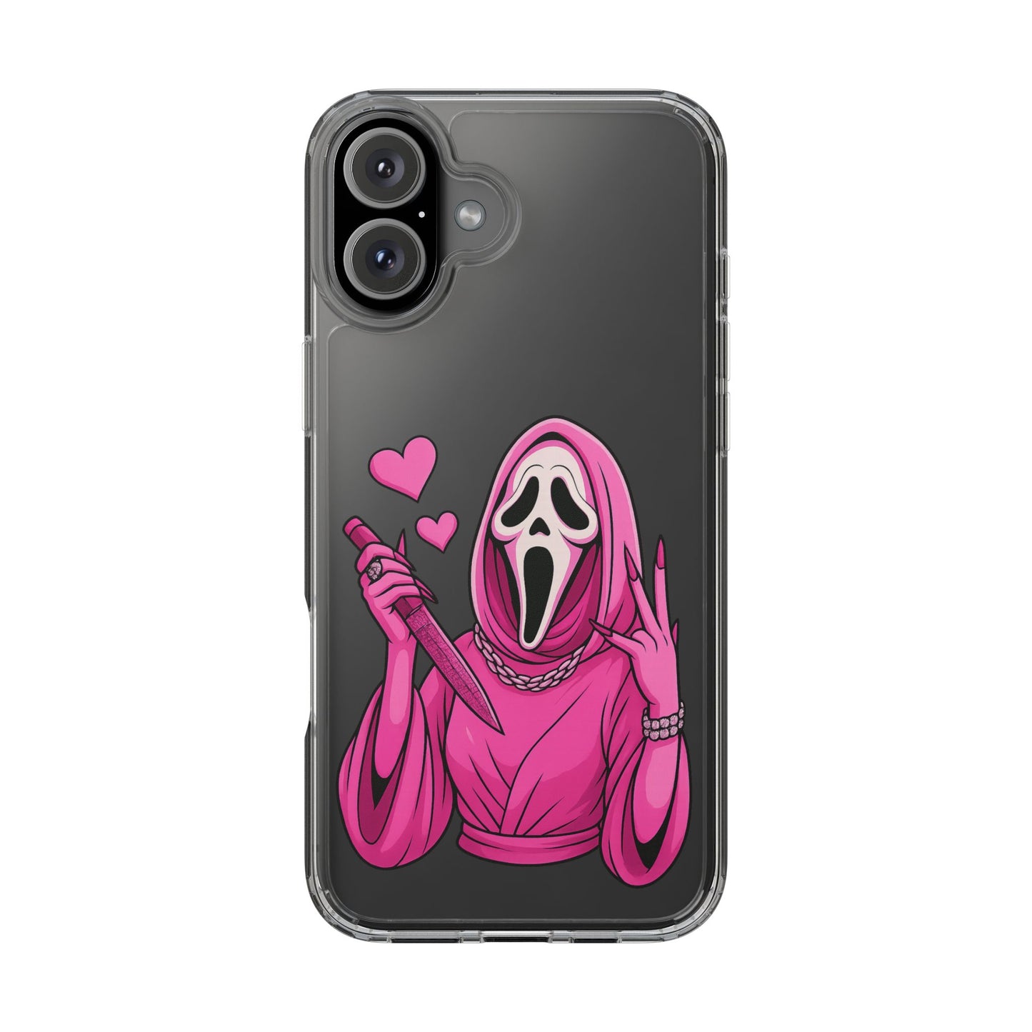 Pink Ghost Clear Phone Case
