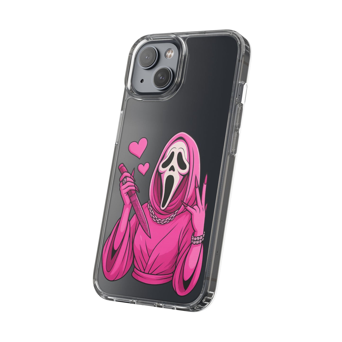 Pink Ghost Clear Phone Case