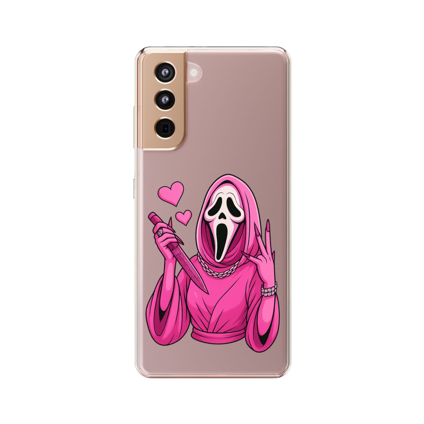 Pink Ghost Clear Phone Case