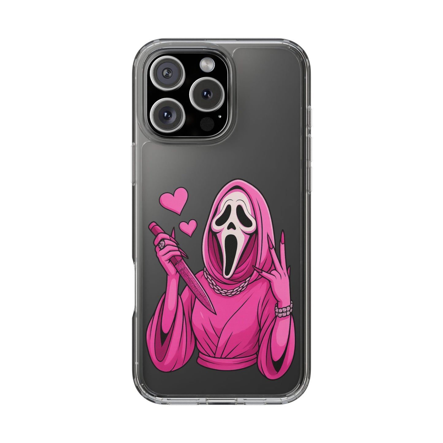Pink Ghost Clear Phone Case