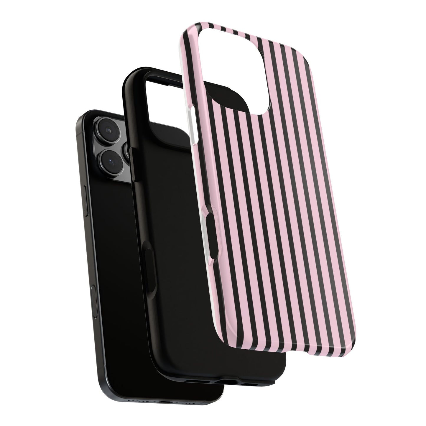 Striped Pink and Black Tough Phone Case