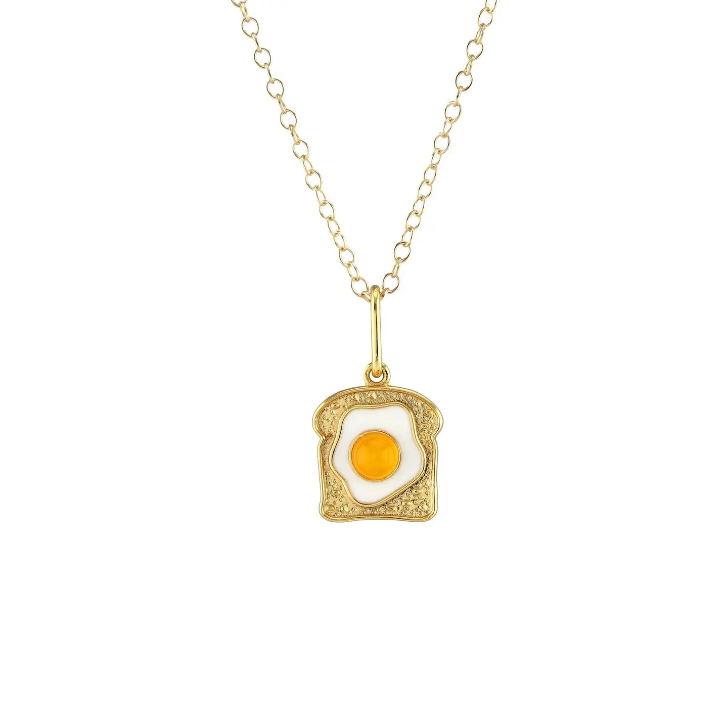 Egg on Toast Enamel Necklace