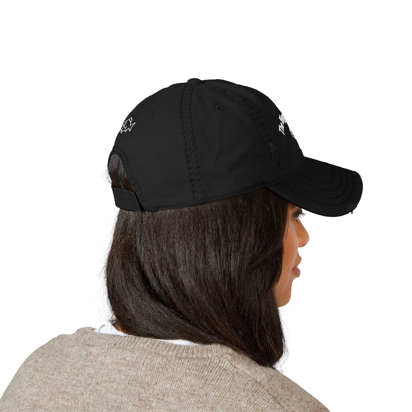 Person wearing a black cap on a white background