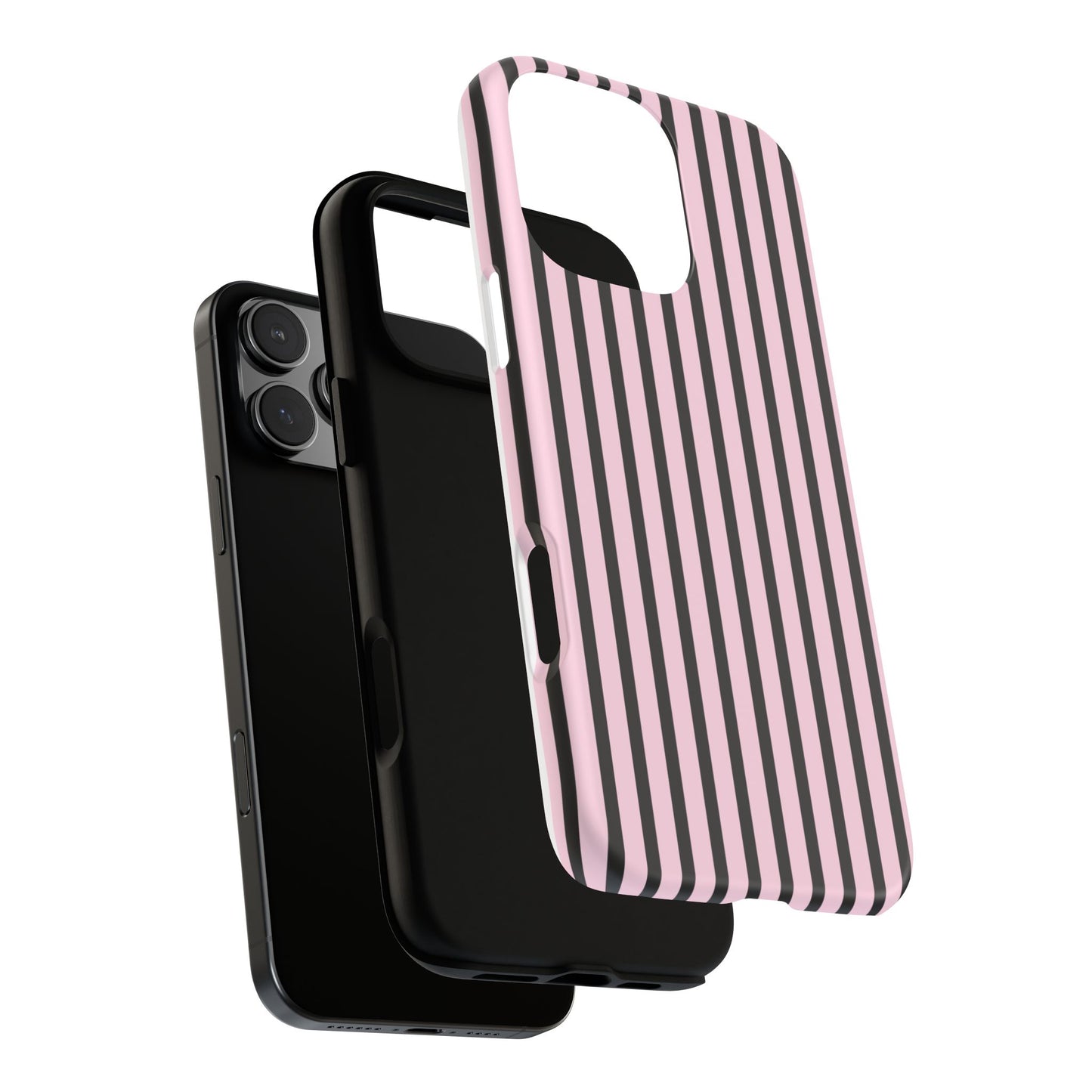 Striped Pink and Black Tough Phone Case