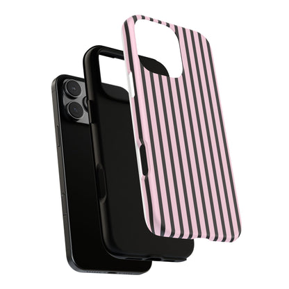 Striped Pink and Black Tough Phone Case
