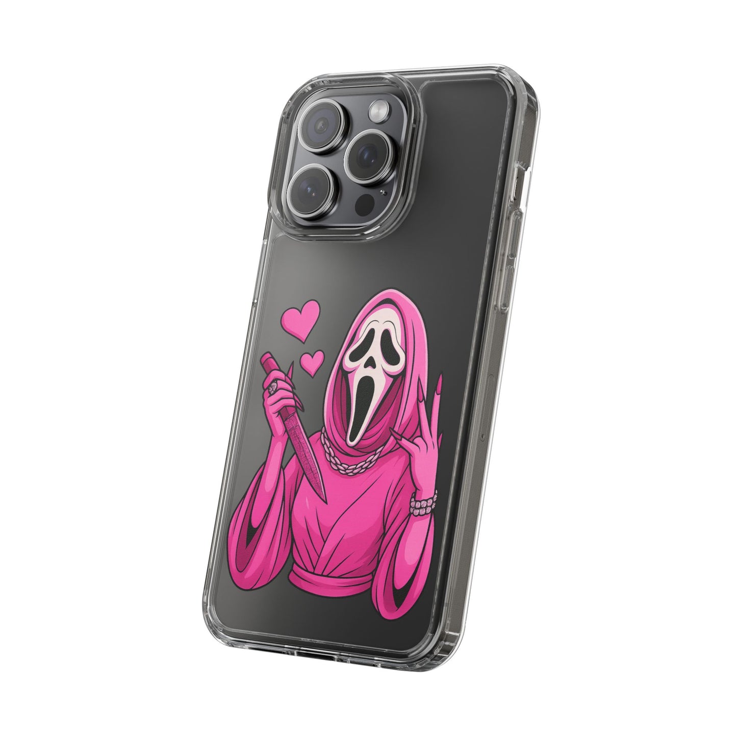 Pink Ghost Clear Phone Case