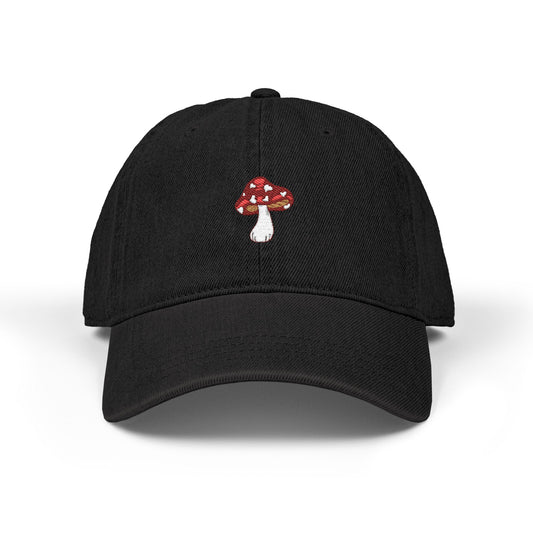 Denim Embroidered Mushroom Hat