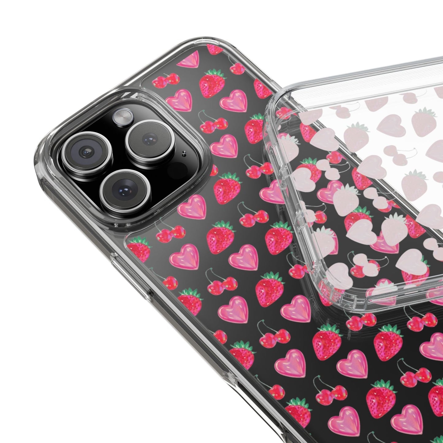Cute Strawberry Heart Clear Phone Case