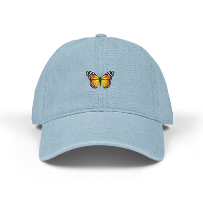 Monarch Butterfly Embroidered Denim Hat