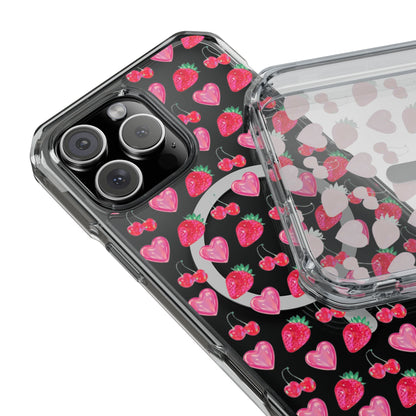 Cute Strawberry Heart Clear Magnetic Impact Case