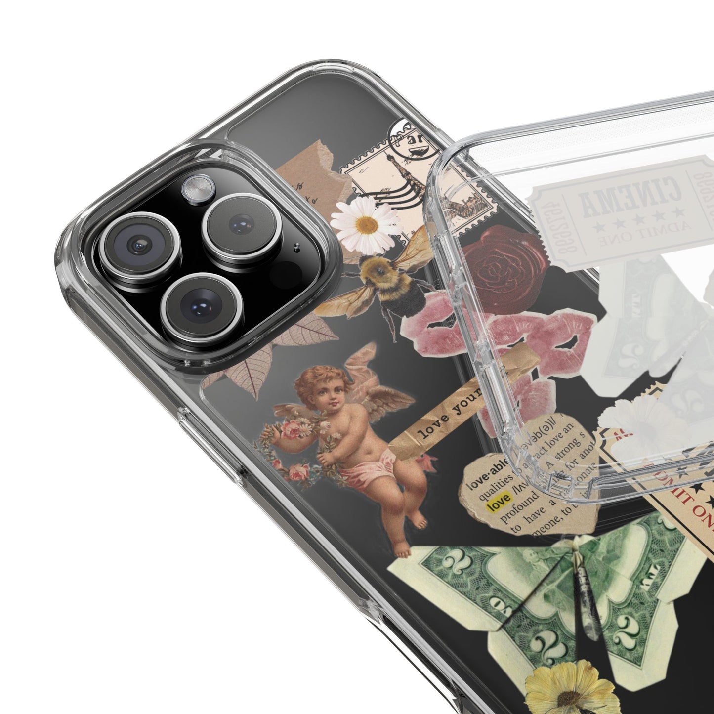 Vintage Collage Clear Phone Case