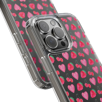 Cute Strawberry Heart Clear Phone Case