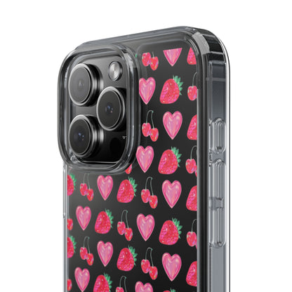Cute Strawberry Heart Clear Phone Case