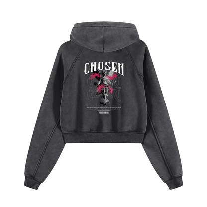 Chosen Snow Washed Cropped Hoodie