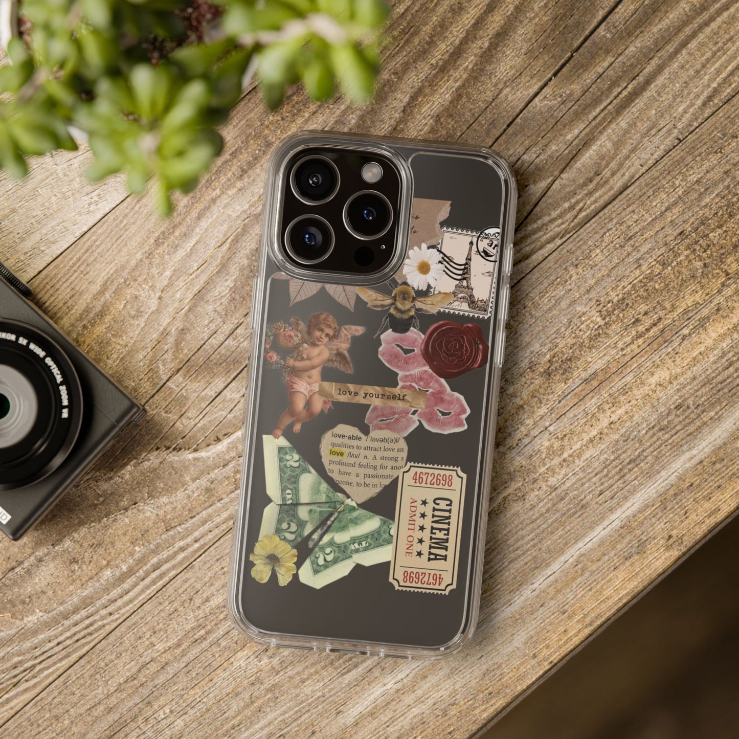 Vintage Collage Clear Phone Case