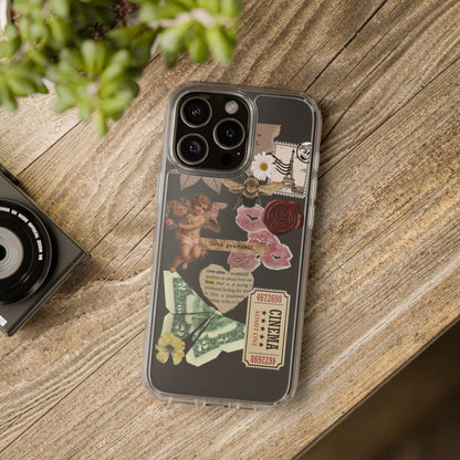 Vintage Collage Clear Phone Case