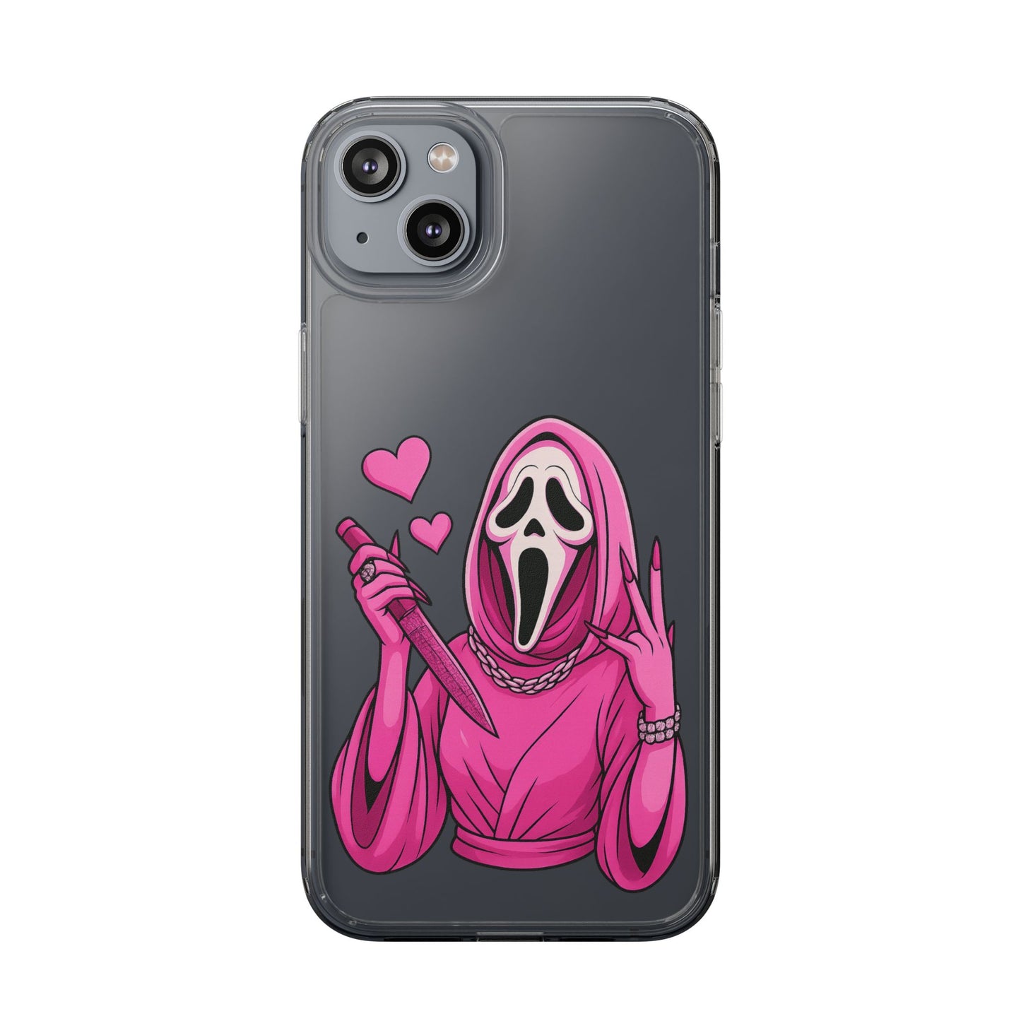 Pink Ghost Clear Phone Case