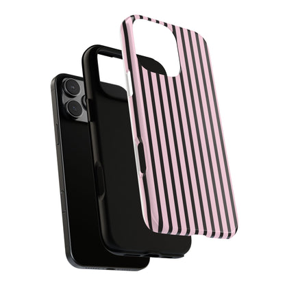 Striped Pink and Black Tough Phone Case