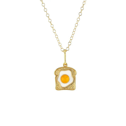 Egg on Toast Enamel Necklace