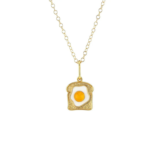 Egg on Toast Enamel Necklace