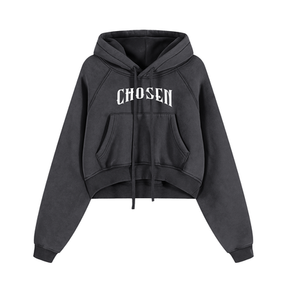 Chosen Snow Washed Cropped Hoodie