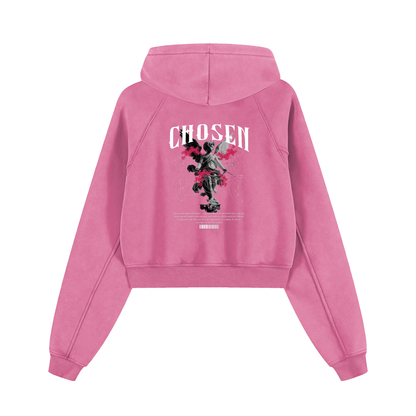 Chosen Snow Washed Cropped Hoodie